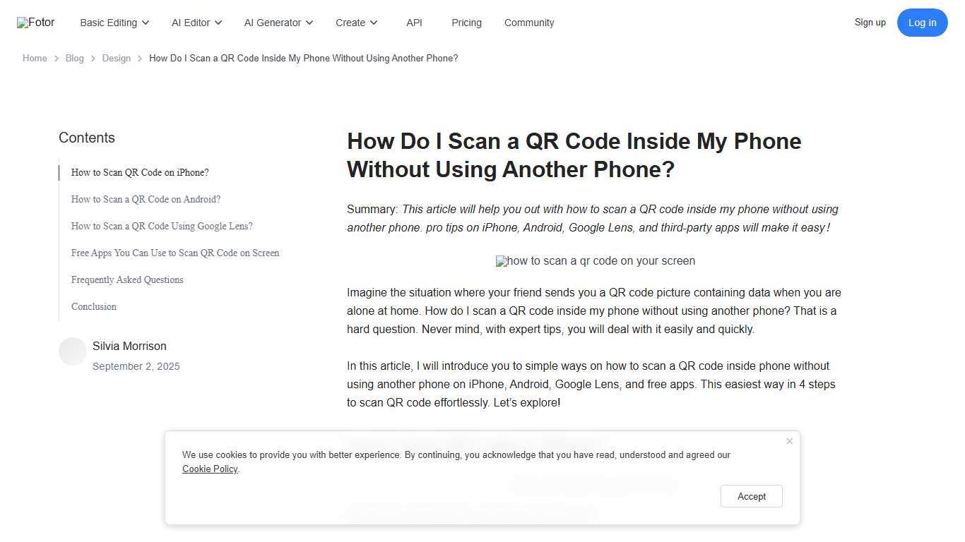 How Do I Scan a QR Code Inside My Phone Without Using Another Phone? Fotor