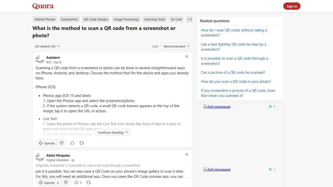 What is the method to scan a QR code from a screenshot or photo? - Quora